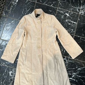 Eileen Fisher Cream Beige Wool Coat Jacket